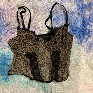 Leopard Print Lace Cami Top